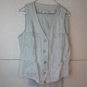 Vintage Ralph Lauren Jeans Vest Blue White Stripe